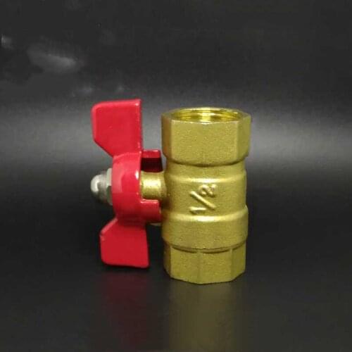 1/4" 3/8" 1/2" 3/4" BSP Female Thread Brass 2 Way Shut Off Ball Valve With Red Butterfly Handle