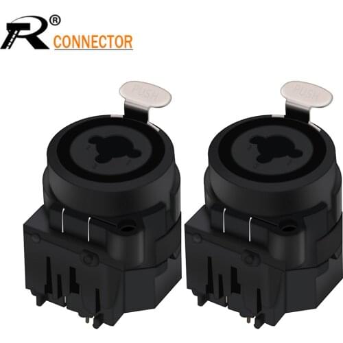 10pcs 7pin XLR Connector Right Angle Male Female Jack Socket Dual Purpose Terminal PUSH button Type Microphone MIC Terminal