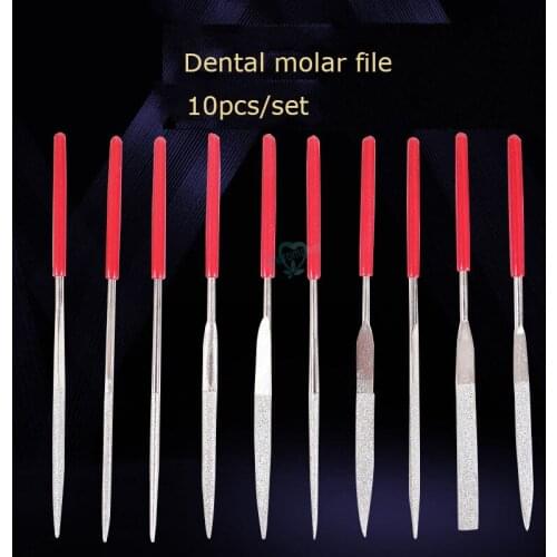 10pcs/bag Dental molar file Dental file Diamond grinding rod Polishing strip Oral Suture Tool Hand Metal file