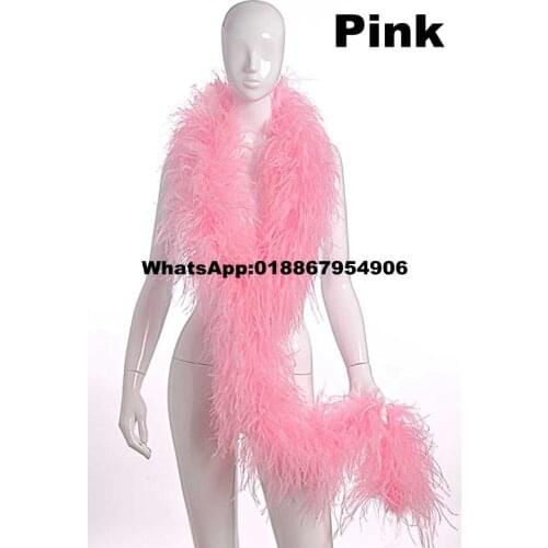 4ply ostrich feather boas Pink color Dyed fluffy Feather Fringes trims 10 meters/lot for scarfs performance