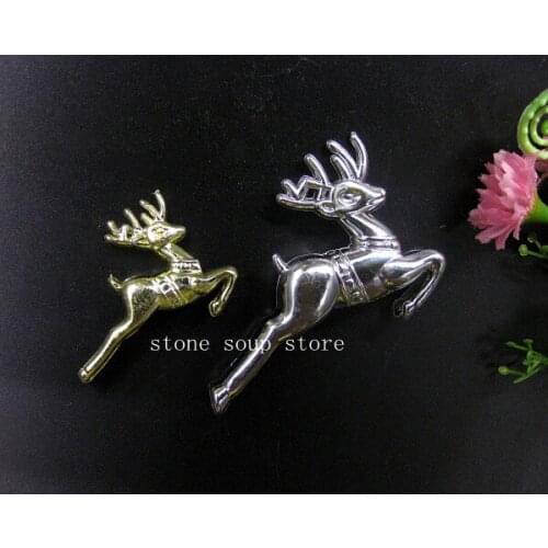 6-12pcs Plastic Golden/Silver Plated Stereoscopic Milu deer Pendant Elk Christmas Hanging Ornament Diy Decoration Craft 48/73mm