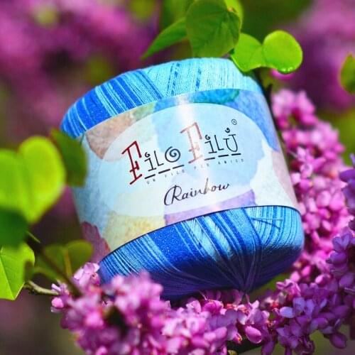 6pcFree Shipping 50g/Ball Cotton Metallic Lace Rainbow Yarn Colorful Thin Thread For Crocheting Knitting By 1.55mm Crochet Hooks