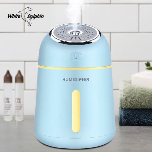 White Dolphin Mini Air Humidifier Cool Mist Maker With USB Air Fan And Led Light Car Essential Oil Aromatherapy Diffusers USB