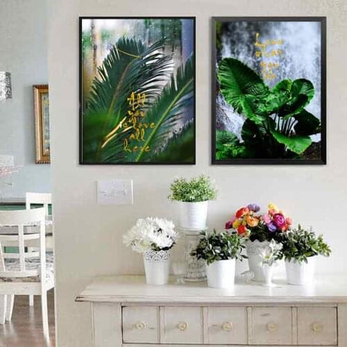 Frameless Nordic Style Modern Minimalist English Green Leafy Plants Living Room Bedroom Decoration Spray Painting Core Wall Art