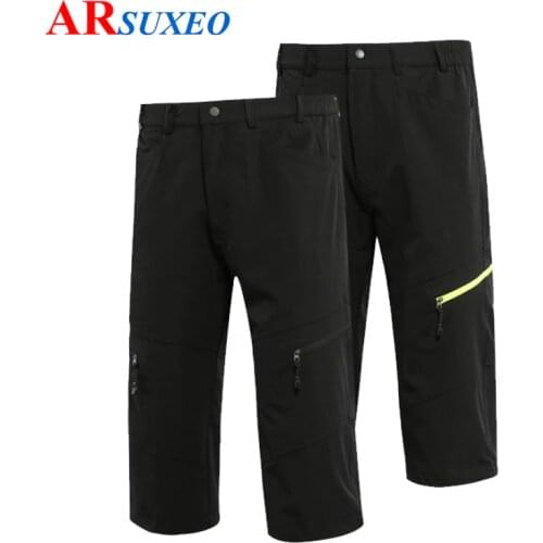 ARSUXEO Mens Summer Bicycle Outdoor Sports 3/4 Cycling Pants Downhill MTB Mountain Bike Road Riding Trousers Breathable Water