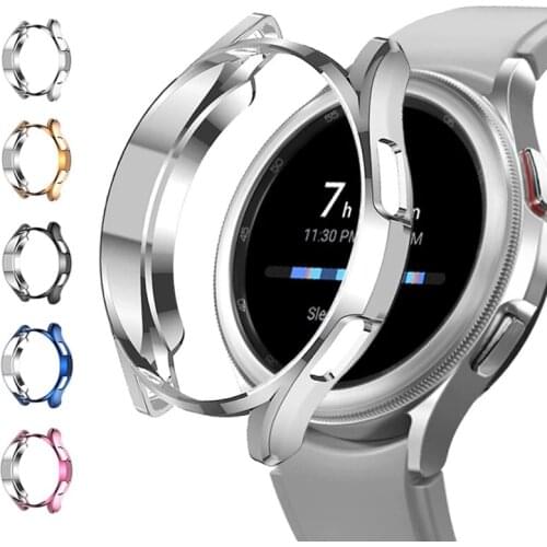 For Samsung Galaxy Watch 4 Classic 46mm Case, All-Around Protective Plated TPU Bumper Shell Cover for Galaxy Watch4 Classic 42mm