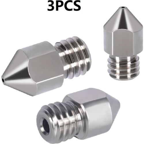 3D Printer Nozzle 3PCS Extruder Parts TC4 Titanium Alloy MK8 Nozzles M6 Thread 0.2 0.3 0.4 0.5mm 1.75mm for Ender3 CR10 Ender5
