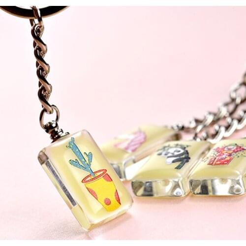 Cactus animal unicorn glow in the dark bottle keychain custom pattern souvenir gift