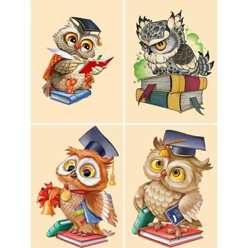 KAMY YI Animal Owl Cartoon Book Diamond Painting Cross Stitch 5D Diy Embroidery Full Diamond Mosaic Art Home Decoration