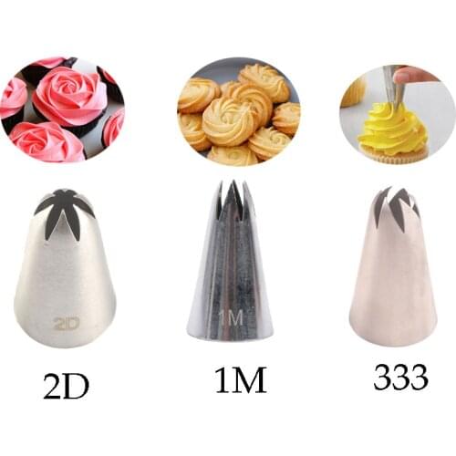 333/1A/2DStainless Steel Pastry Nozzle Tips Cream Cake Decorating Biscuit Cupcake Decor Baking Tools Kitchen Accesories