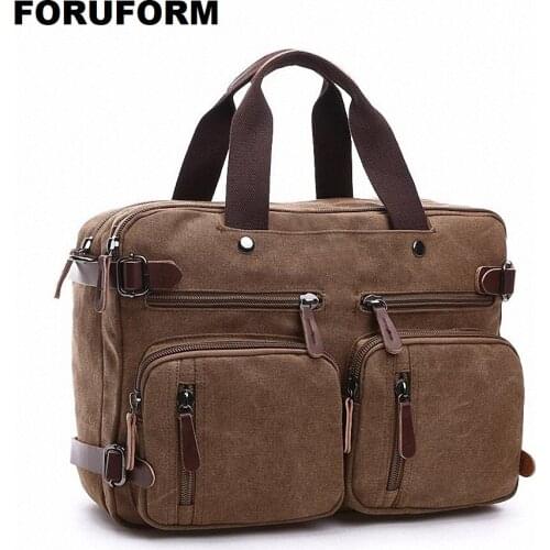 Men Vintage Canvas Messenger Bag Man Travel Shoulder Bag Vintage Many Pockets School Bag Multifunction Handbag LI-1758