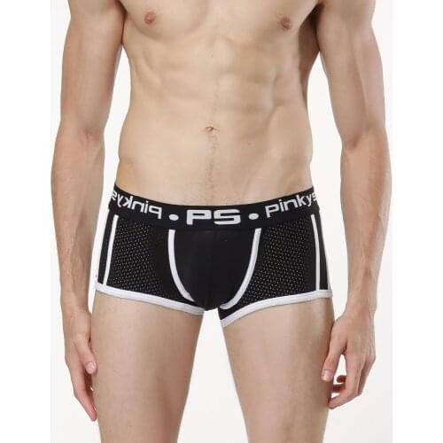 Mens Pingqi Sensory Men Underwear Nylon Solid-state Boxer Shorts AC Design Or Connection Gay Pajamas Mens Sexy Leggings Short