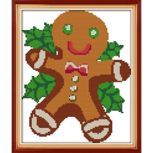 Joy Sunday Christmas Cookie Cross Stitch Kit Pattern Canvas DMC 14CT Cross Stitch Set DIY Christmas Home Decoration Send Gift