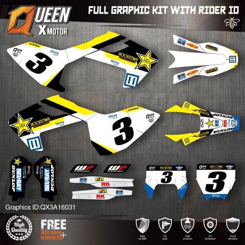 QUEEN X MOTOR Custom Team Graphics Decals Stickers Kit For Husqvarna Decal 2016-18 TC FC TX FX FS 17-19 TE FE 125-450CC 031