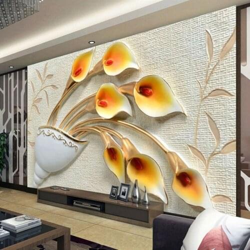 Custom Wall Painting Wallpaper Non-woven 3D Embossed Flower Wallpapers For Living Room TV Background Wall Paper Mural De Parede