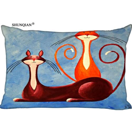 New Cat Painting Pillow Case Custom Wedding Pillowcase Cover Cases Gift Zippered Rectangle Pillow Case