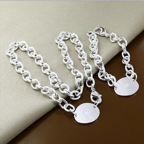 New Brand 925 Silver Egg Brand Bracelet Pendant Necklace Lady Charm Fashion Jewelry Silver Bracelet Necklace Set