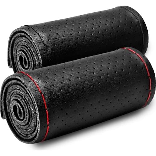 Top Layer Cowhide Soft Genuine Leather Braid Steering Wheel Cover 38cm For BMW E46 E39 E90 F10 E87 E36 E30 E60 E92 E91 E61 F30