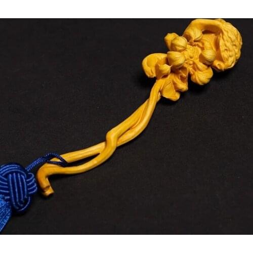 Lotus Ruyi - Feng Shui Wood Carving, Creative, Solid Wood, Living Room, Feng Shui Ornaments, Craft Carving, Pair Statues