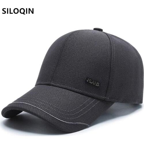 SILOQIN Adjustable Size Men Simple Casual Sports Cap Snapback Cap Mens Cotton Baseball Caps New Male Bone Travel Fishing Cap