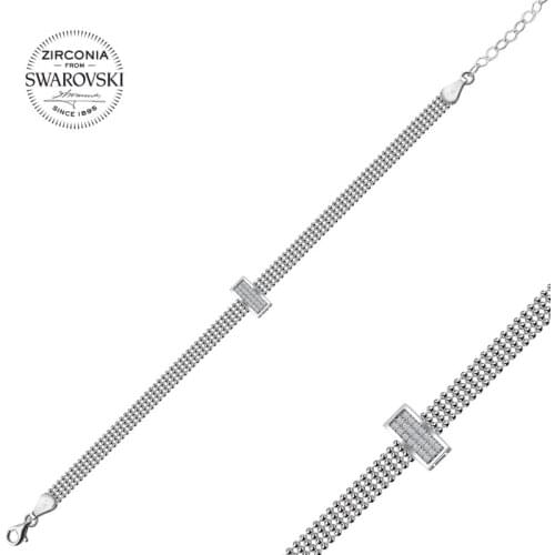 Silverlina Silver Swarovski Zirconia Rectangle Bracelet
