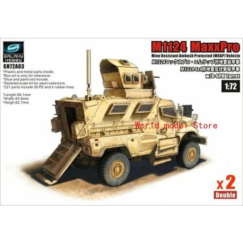 T-Model GH72A03D 1/72 US M1124 MaxxPro MRAP w/O-GPK Turret Model DOUBLE MRAP