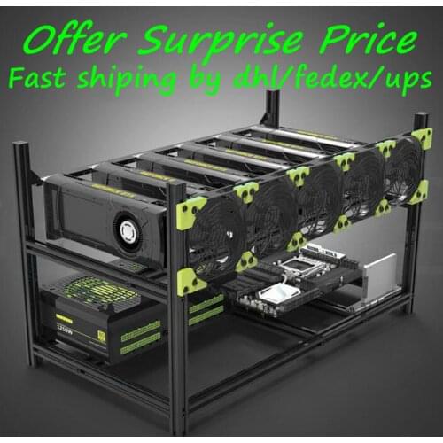 V3C 6-BAY Veddha Aluminum Stackable Open Air 6 GPU Crypto Miner Case ETH 6gpu Mining Rig Frame For Bitcoin Unassemble Ethereum