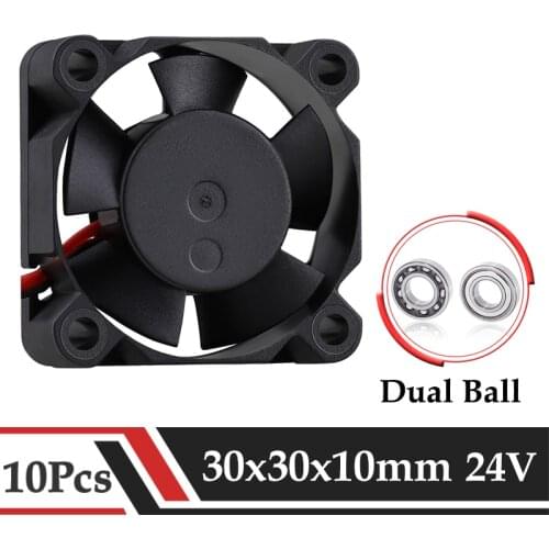 10 Pcs Gdstime DC 24V Fan 30x30x10mm Dual Ball Bearing Brushless Car Lamp Radiator 30mm Brushless Axial Mini Audio Cooler Fan
