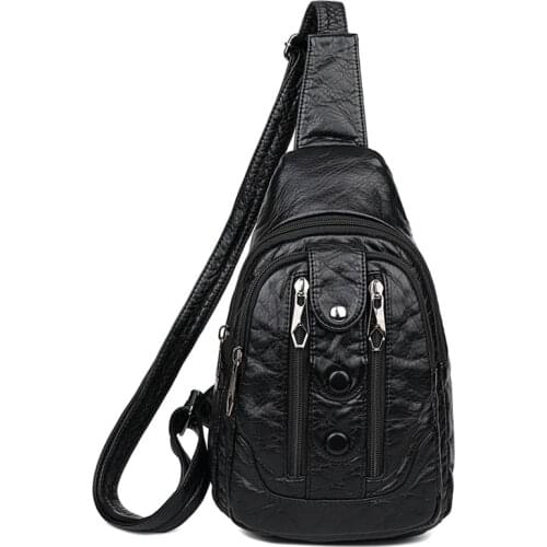 Vintage High Quality Leather Ladies Chest Bag Luxury Designer Brand Ladies Shoulder Bags New Fashion Female Chest Pack Crossbody