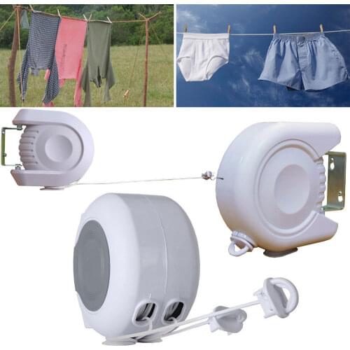 Retractable Clothesline Heavy Duty Portable Clothes Dryer with 2 Adjustable PVC Rope String