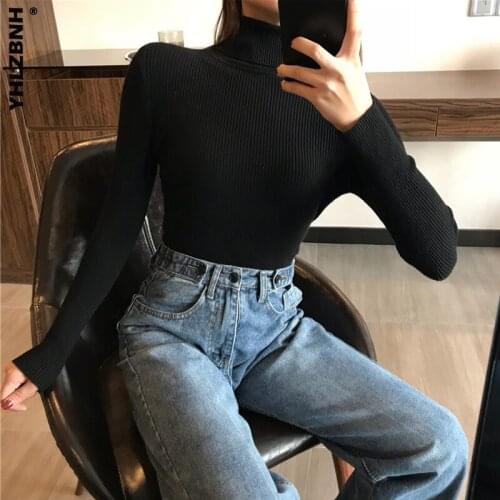 YHLZBNH Autumn Winter Thick Sweater Women High Collars Knitted Ribbed Pullover Long Sleeve Turtleneck Slim Jumper Warm Sweater