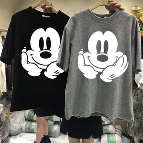Disney Synthetic Material Women Summer Girl T Shirt Tops Luxury Designer Tshirt Minnie Mouse Cartoon Print T-Shirt