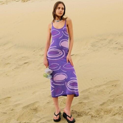 Knit Summer Dress Women Spaghetti Strap Sexy Bodycon Party Dresses Female House Wear Of Sunny Beachwear Y2K Paisley Woman Dress