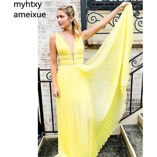 New Simple Sexy Cheap Evening Dress Formal 2020 Prom Party Dresses Sleeveless V-neck Evening Gown Custom Made Robe De Soiree
