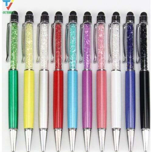 1000pcs/lot Colorful 2 in 1 Crystal Capacitive Touch Stylus Ball Pen for ipad iPhone 7 6 5S HTC Samsung Phones Wholesale cheap