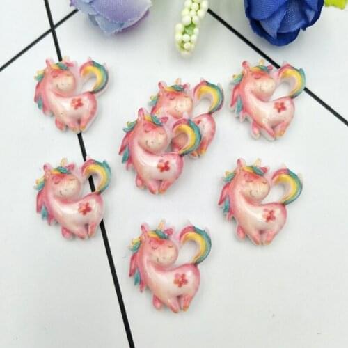 20Pcs Kawaii Resin Unicorn flat back Flat back Resin Cabochons DIY Scrapbooking Hair Bows Clips Embellishment Accessories
