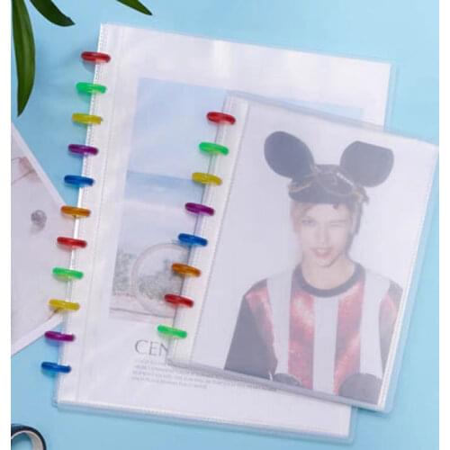 25pcs/Pack 8/11 Holes Mushroom Hole A4 Transparent Loose-leaf Bag Folder Information Book Pocket Transparent Documet