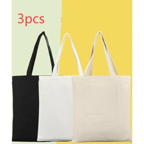 3pcs Fashion Large Capacity Canvas Tote Shoulder Bag Fabric Cotton Cloth Reusable Shopping Eco Casual Beach HandBag Daily Use