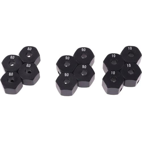 4Pcs/lot 12mm Aluminium Alloy Wheel Adapter for HSP 1/10 Scale RC Sports Car 8 9 10mm Black Color