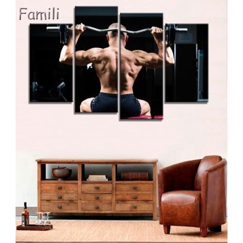 4pcs Wall Art Poster Bodybuilding Exercise Fitness Sports Painting Canvas Printing Unframed Modular Pictures,decorative pictures