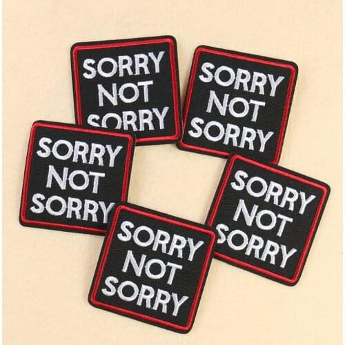 5PCS Iron on Letters Sorry Patches Embroidery Applique for Clothing Punk Rock Style Personality Badge Clothes Stickers Wholesale