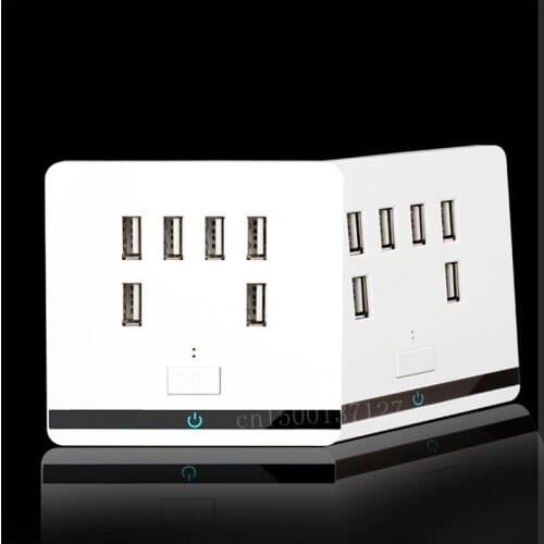 6USB Port 3400mA UK Standard Wall Electrical Socket Wall Charger Outlet Power Adapter Faceplate Socket Plate Panel For Charging