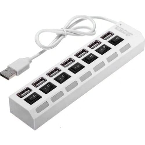 7 Ports usb hub LED USB High Speed 480 Mbps Adapter USB Hub With Power on off Switch For PC Laptop Computer PC Laptop With ON/OF