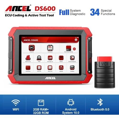 ANCEL DS600 ECU TPMS Coding Engine Scan Tools OBD2 Diagnostic Scanner BI-Directional Full System Oil DPF A/F Automotive Scanner