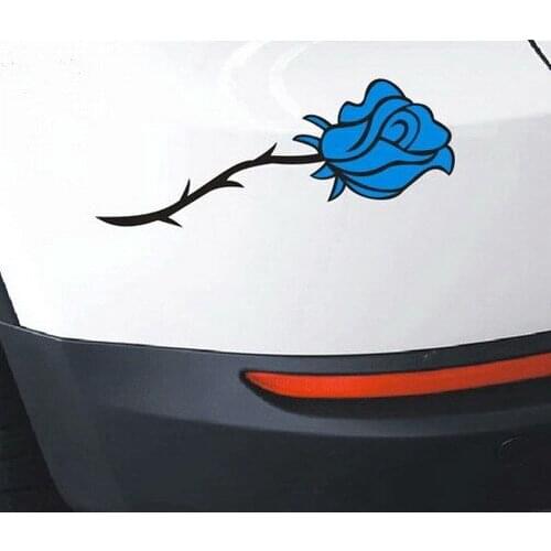 Car Decals Blue Rose Flower Vinyl Graphics Headlight Motorcycle Hood sticker CG245 2pcs