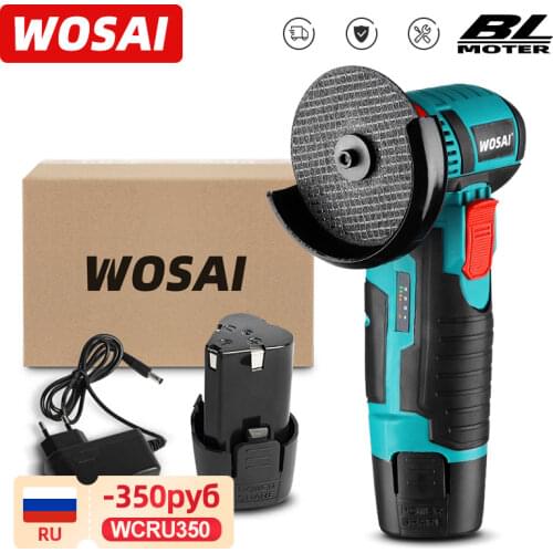 WOSAI Brushless Angle Grinder 12V 19500RPM Mini Cordless Cutting Lithium Battery Electric Polishing Grinding Machine Power Tools