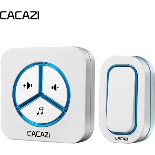 CACAZI 9909 IP44 Waterproof Wireless Doorbell 280M remote US/EU/UK plug 48 ringtones 6 volume door chime tamper-proof door ring