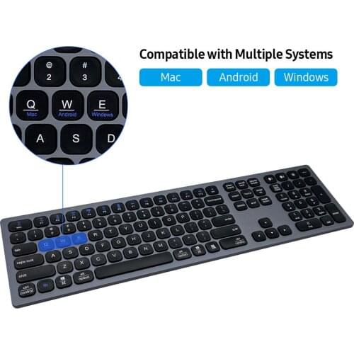 Type-C Rechargeable BT Keyboard 110-key BT Wireless Keyboard Support Android Windows MacOS Smartphone and Tablet Silver