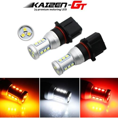 Canbus Error Free 12-SMD P13W LED Daytime Running Light DRL Bulbs For Toyota Highlander Kluger Peugeot 12V Xenon White Red Amber