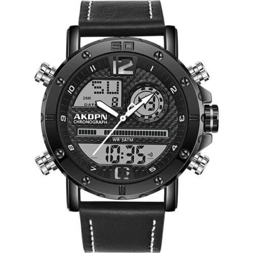 2021AKDPN Top Luxury Watches Men Fashion Mens Watch Waterproof Sport Wristwatch Dual Display Quartz Watch Male Relogio Masculino